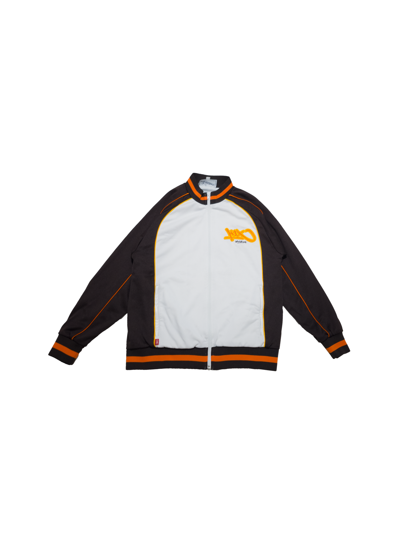 dark brown-white track jacket