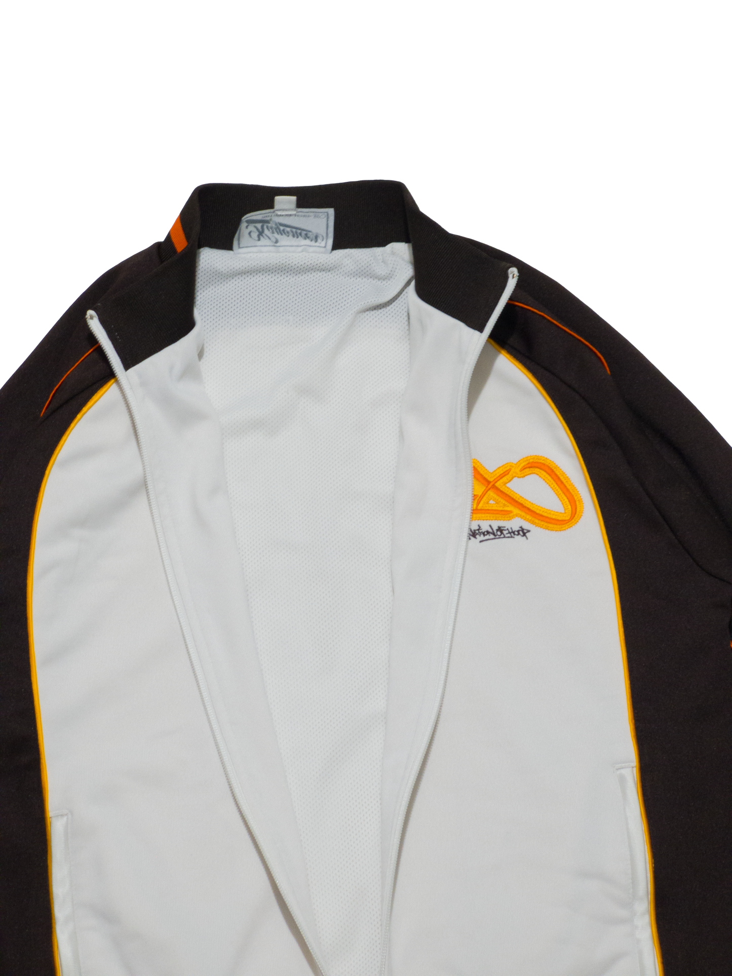 dark brown-white track jacket