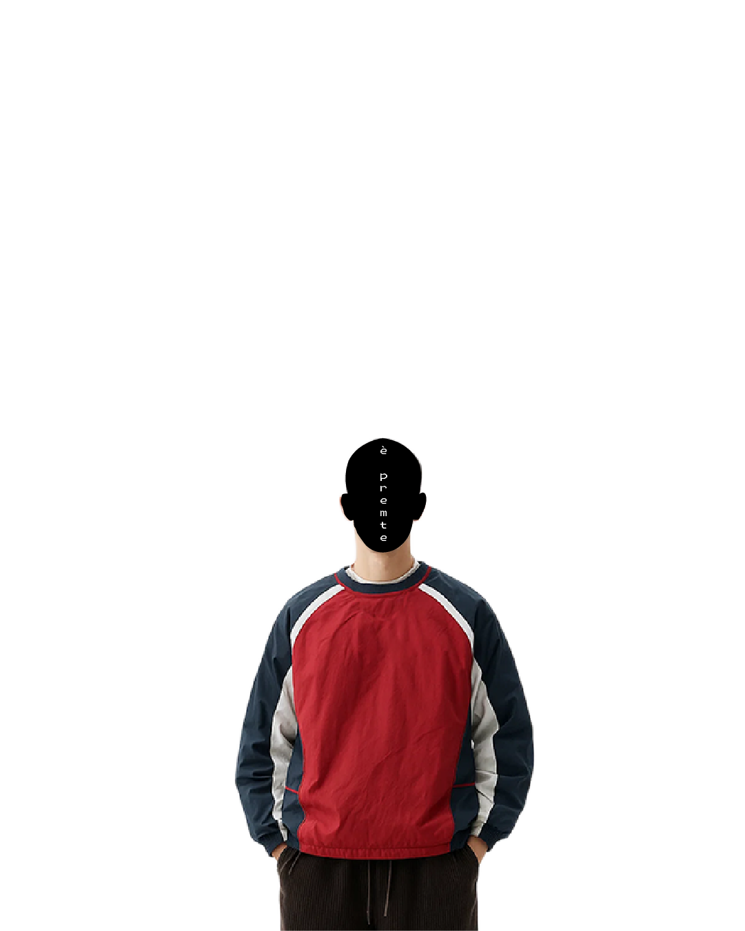 rainy red-navy windbreaker