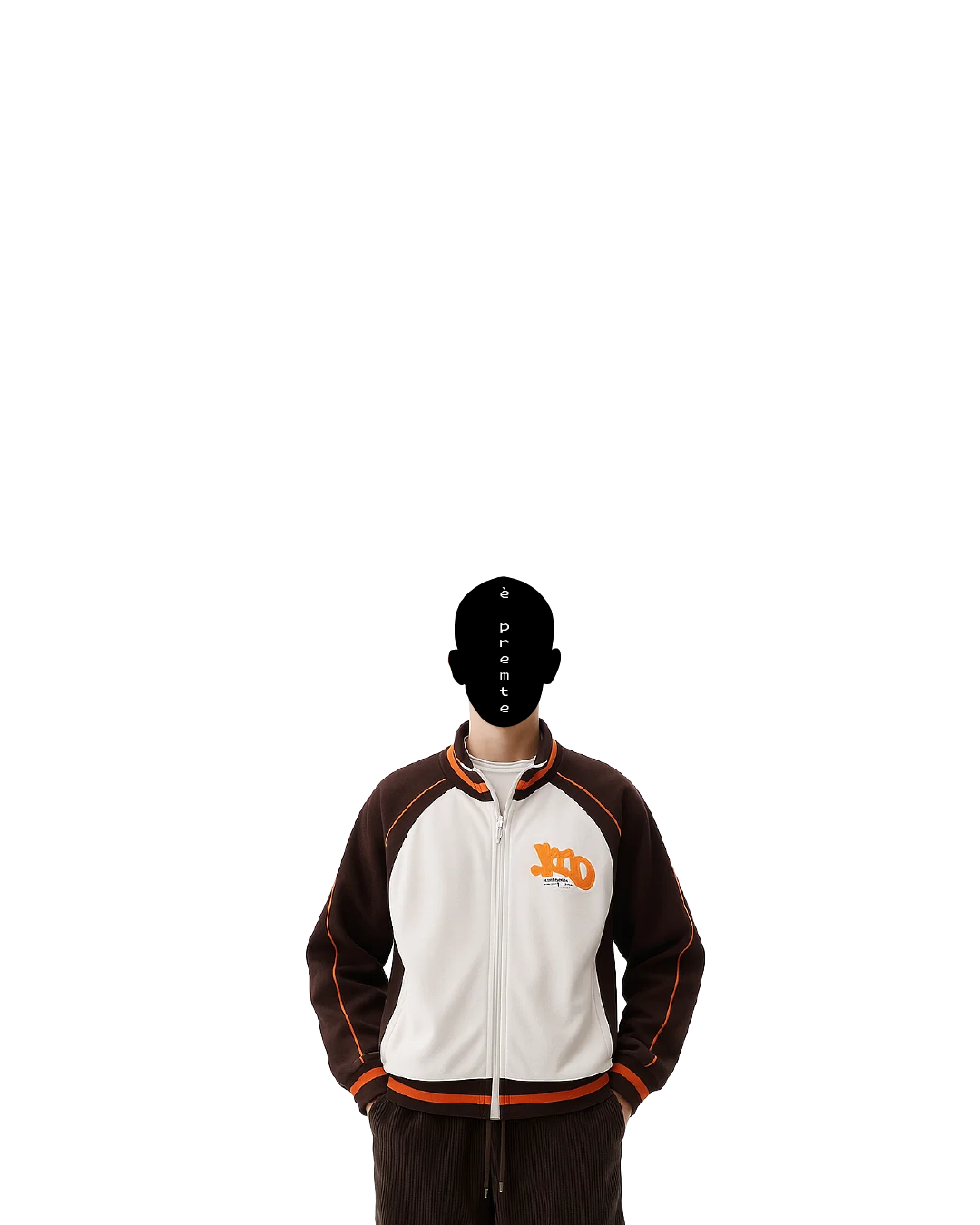 dark brown-white track jacket
