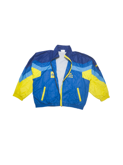 blue-yellow windbreaker