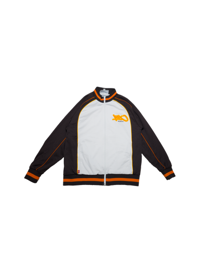 dark brown-white track jacket