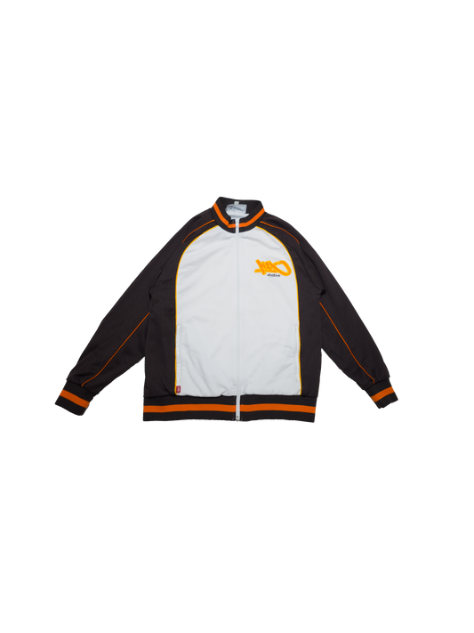 dark brown-white track jacket