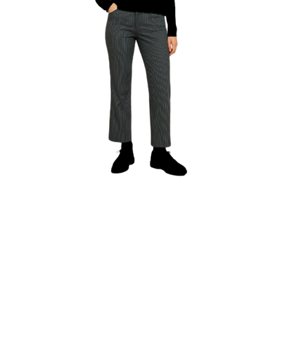 black pinstripe trousers