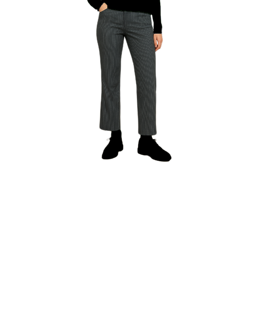 black pinstripe trousers