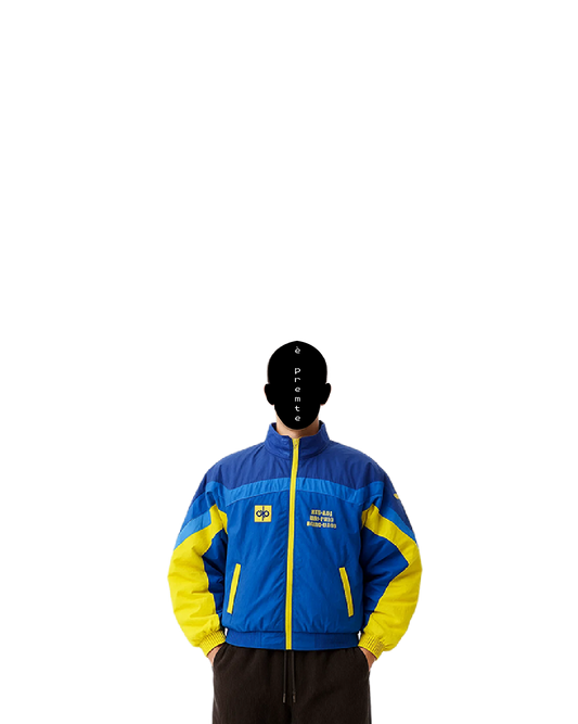 blue-yellow windbreaker