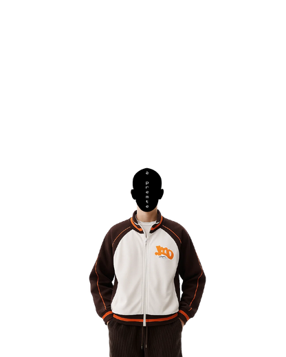 dark brown-white track jacket
